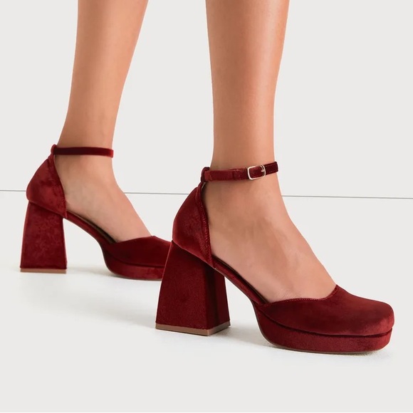 Coconuts by Matisse Shoes - Coconuts by Matisse Misha Burgundy Red Velvet Platform Heels 👠